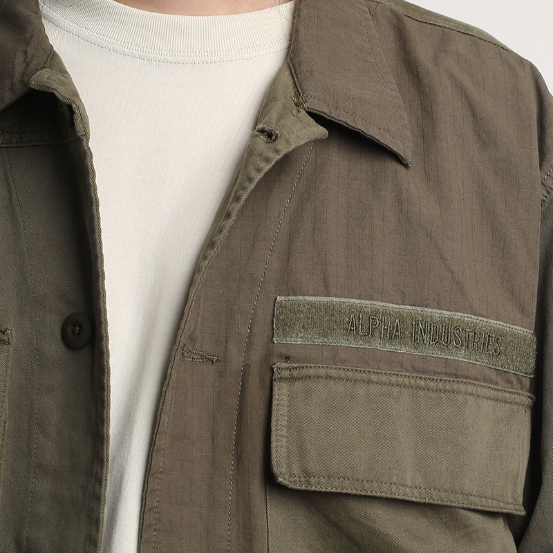 мужская зеленая куртка Alpha Industries Mixed Media Shirt Jacket MJM53000C1OG107grn - цена, описание, фото 2